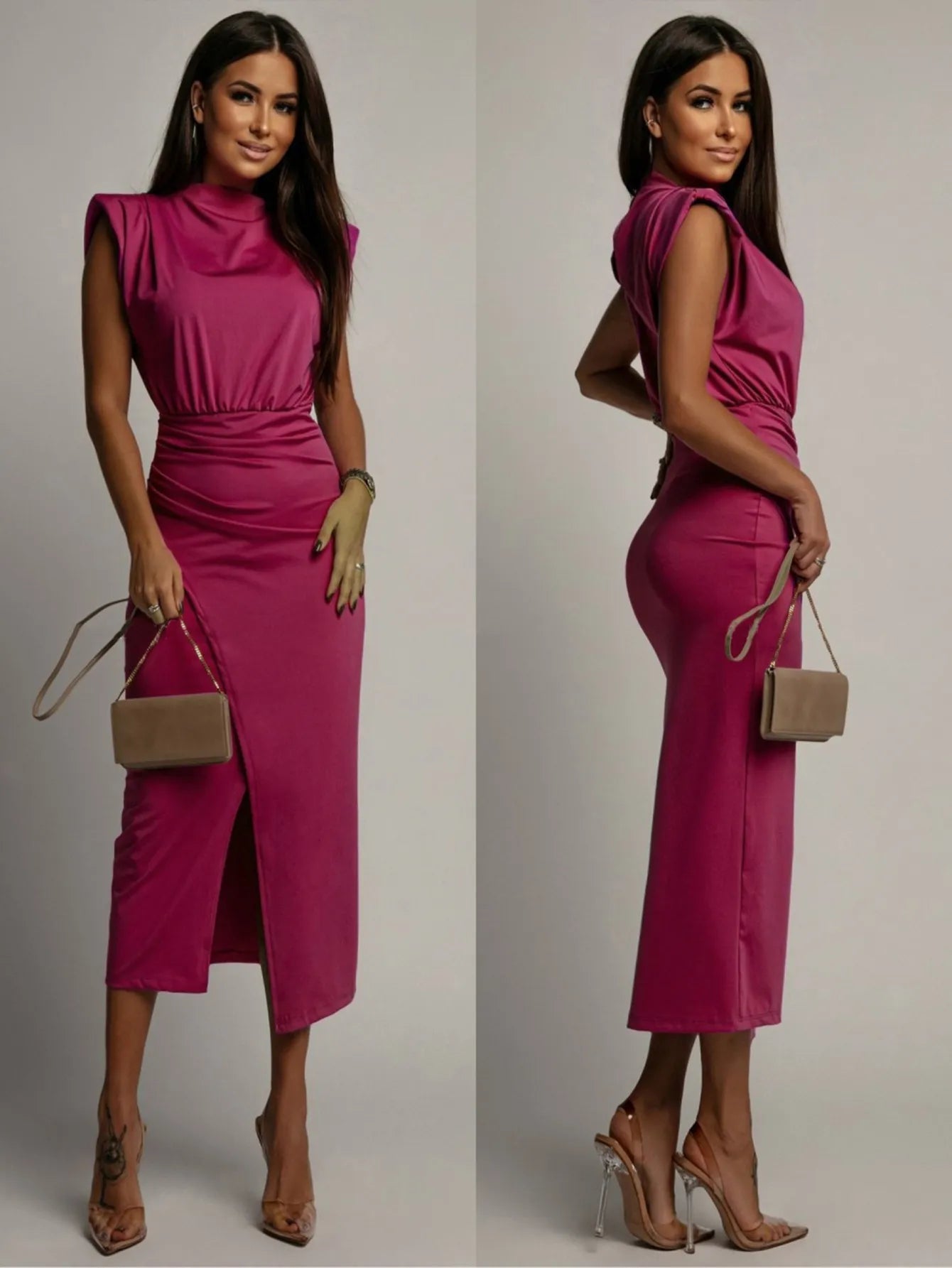 Fashion Women's Wear Slim-fit Solid Color Dress Sheath Women's Clothing