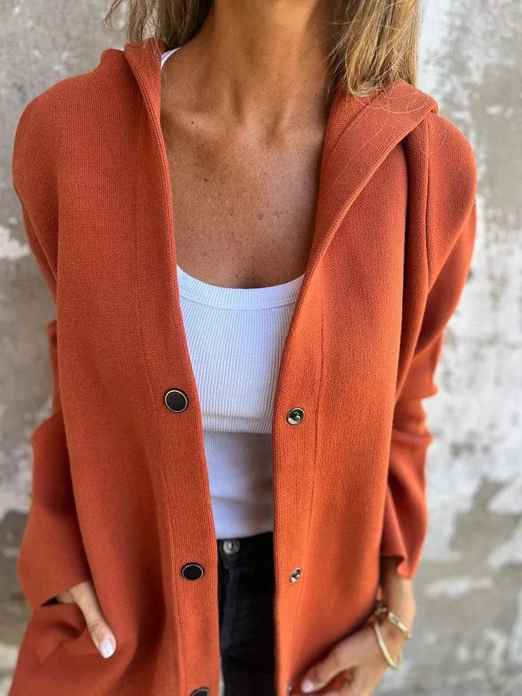 Casual Hooded Single-Breasted Cardigan Fashion Loose Solid Color Jacket Spring And Autumn Women's Clothing