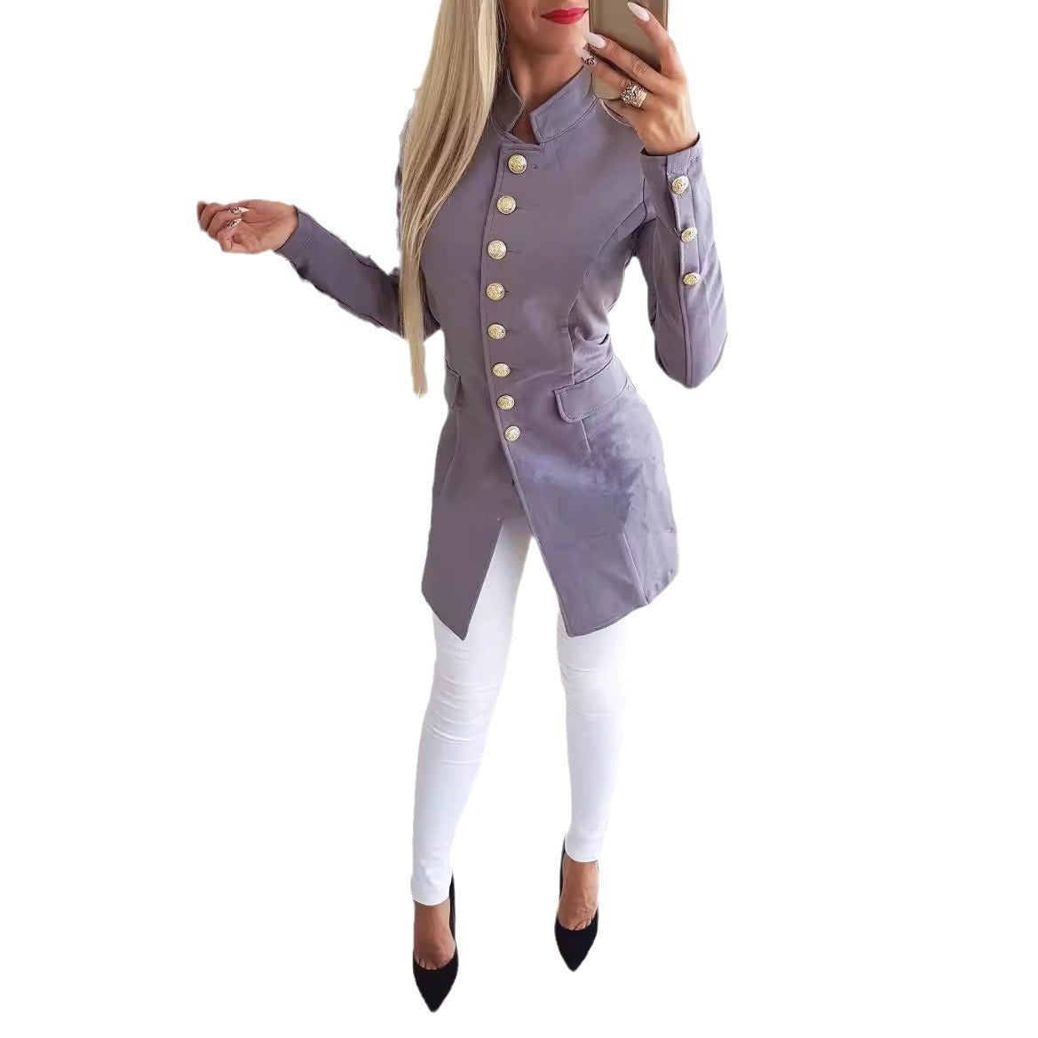 Women's Long-sleeved Breasted Slim Fit Small Business Suit Coat