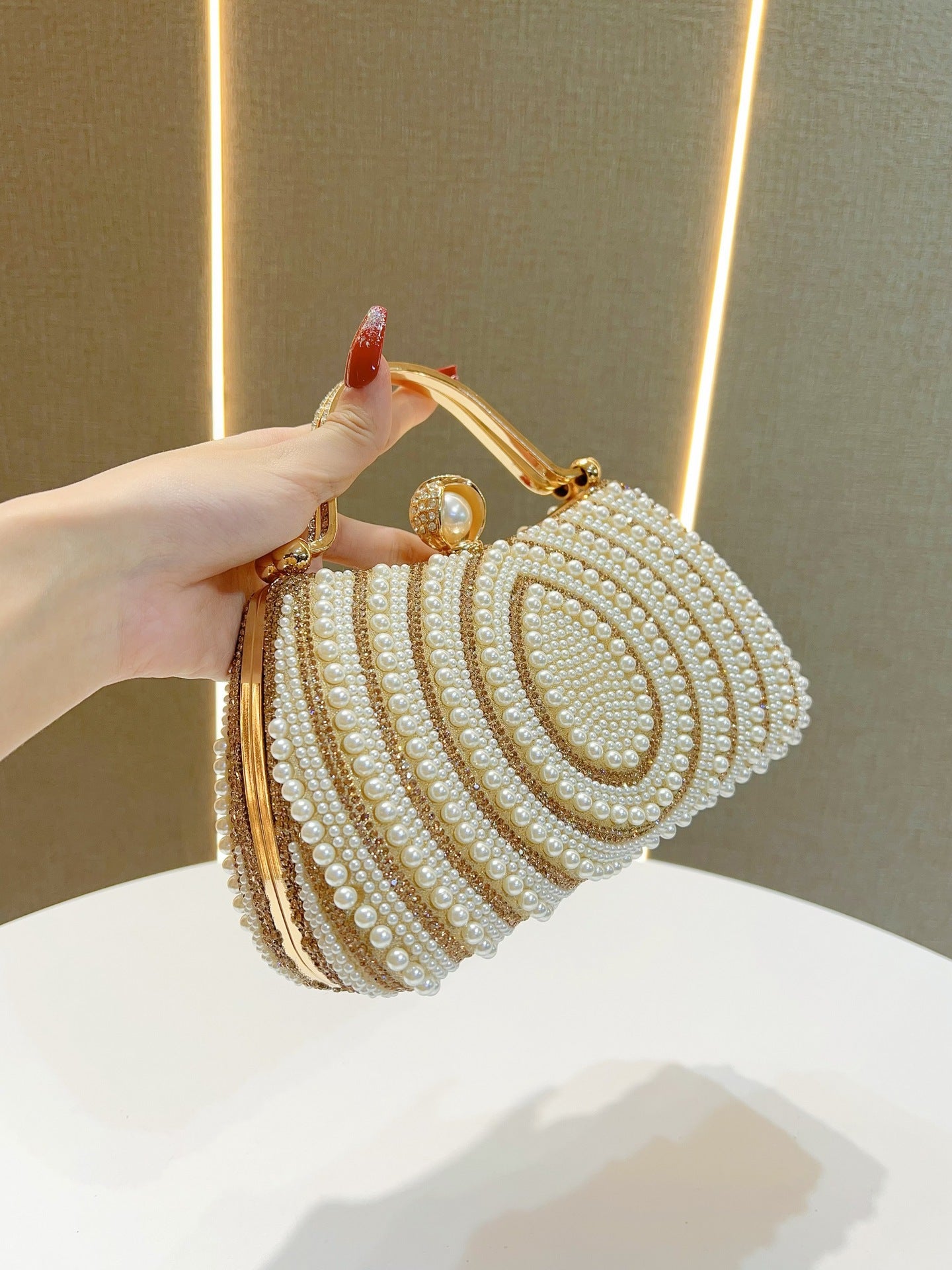 Women's Pearl Diamond Shoulder Handbag