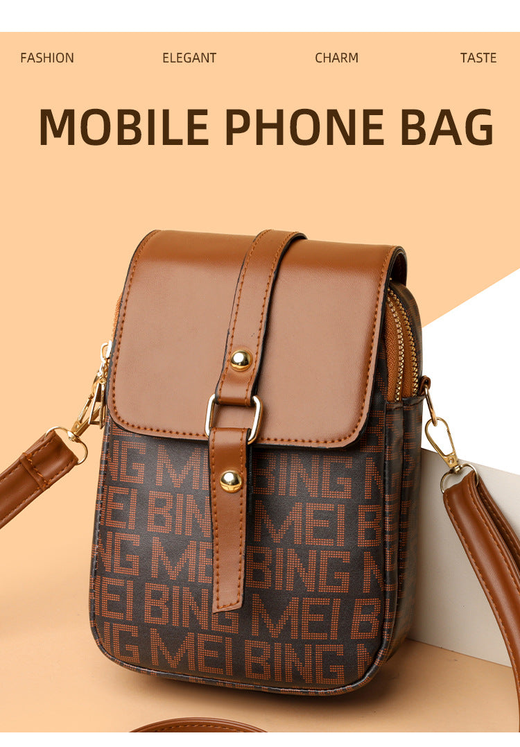 Soft Leather Retro Printed Mini Crossbody Bag