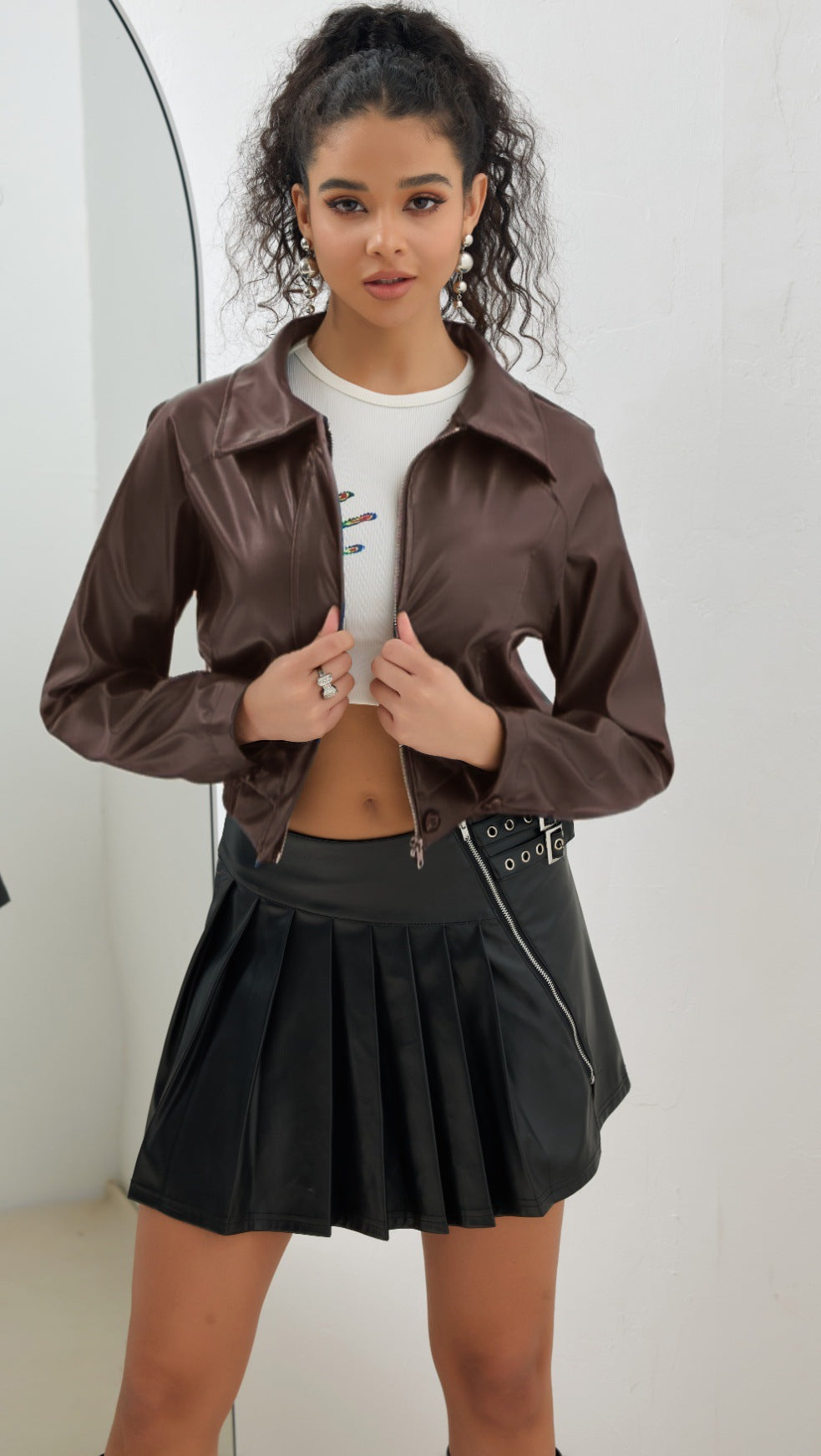 Leather Short Jacket Vintage Zipper American Casual Motorcycle
