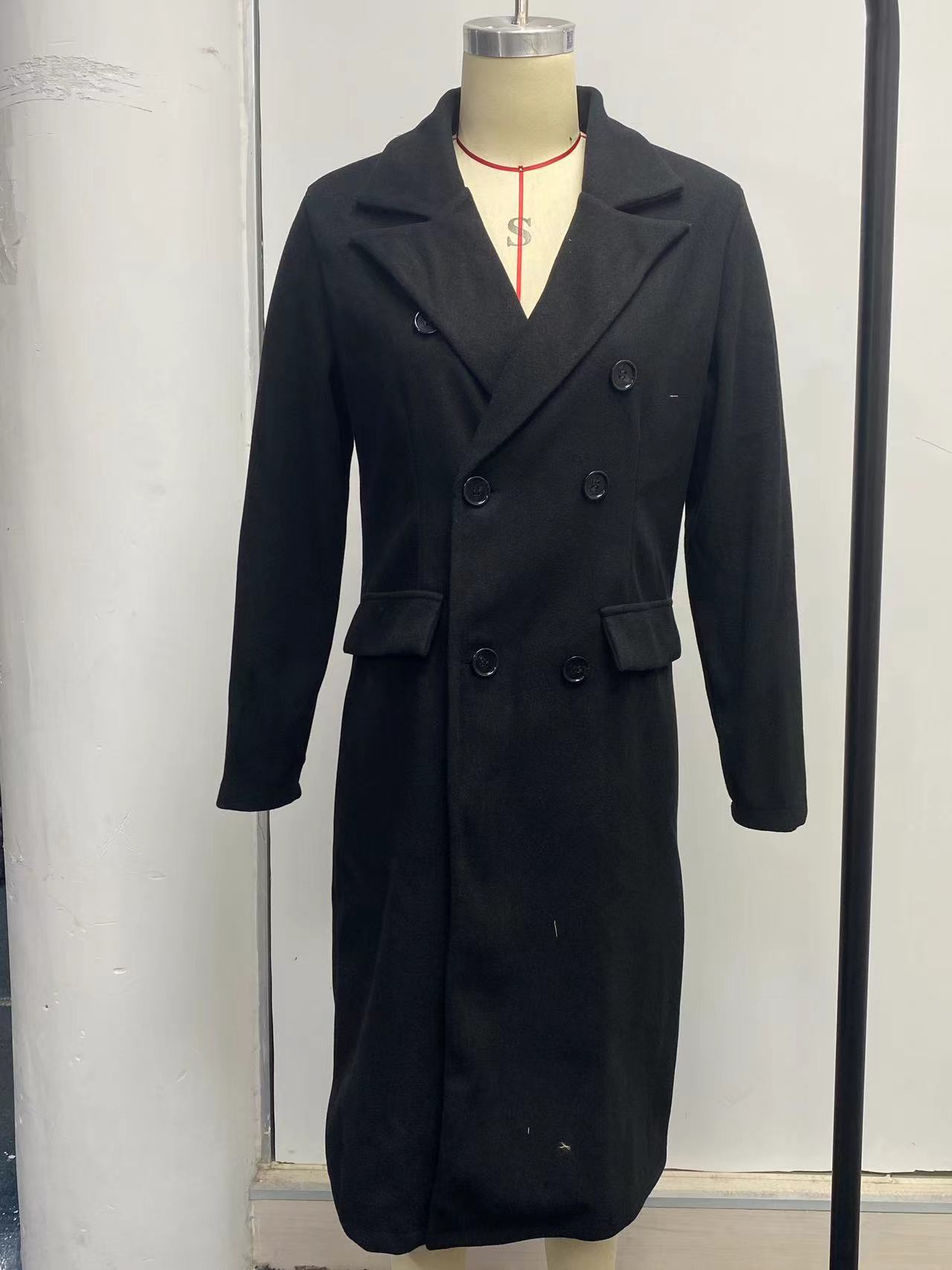 Long Sleeve Lapel Coat Winter Fashion Solid Double Breasted Slim Long Jacket Womens Clothing