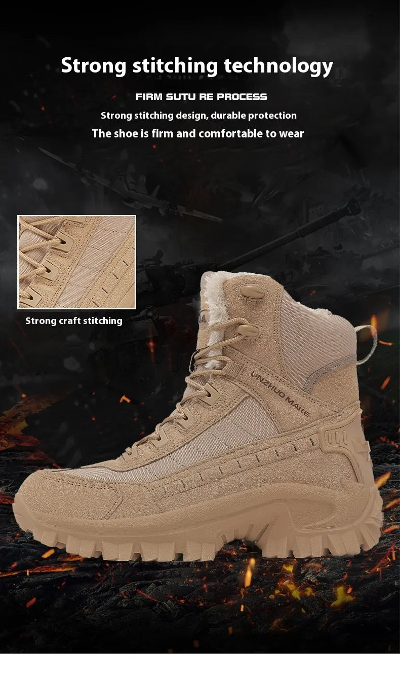 Combat Boots Winter Fleece-lined Warm Snow Boots Men