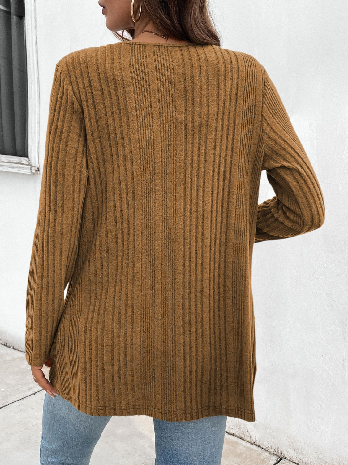 Open Front Long Sleeve Cardigan with Pockets