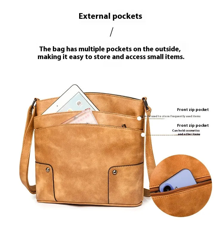 Retro Multi-layer PU Bag Women's Simple High-grade Crossbody