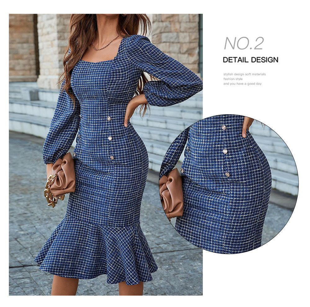 Knitted Design French Socialite Autumn And Winter Long Sleeve Dress