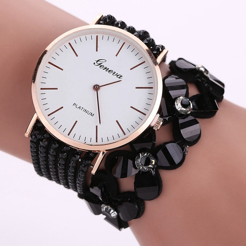 Fashion Geneva Flowers Watches Women Dress Elegant Quartz Bracelet Ladies Watch Crystal Diamond Wrist Watch Gift