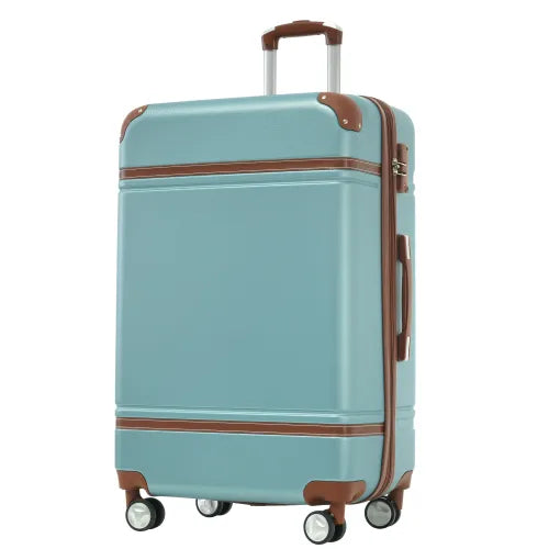 Hardshell Luggage Sets With Bags Lightweight Suitcase Double Spinner Wheels With TSA Lock ,Single Vintage Luggage 24 IN,Green-FREE USA SHIPPING