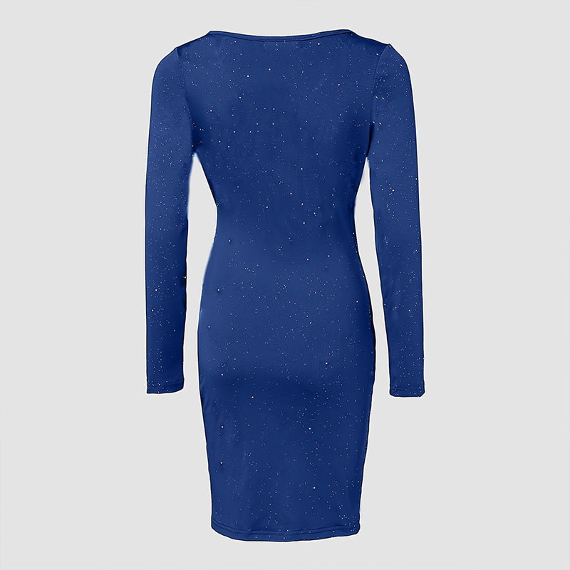 Elegant Women's Solid Color V-Neck Bodycon Dress- Free USA Shipping