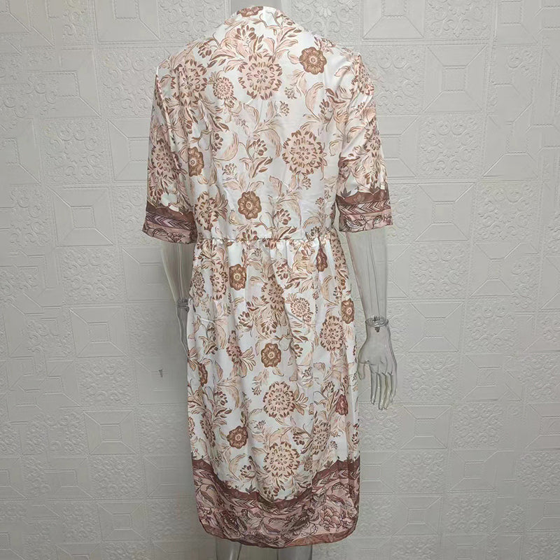 Women's Plus Size V-Neck Floral Print Dress - Loose Fit Casual Spring Summer Dress - Free USA Shipping