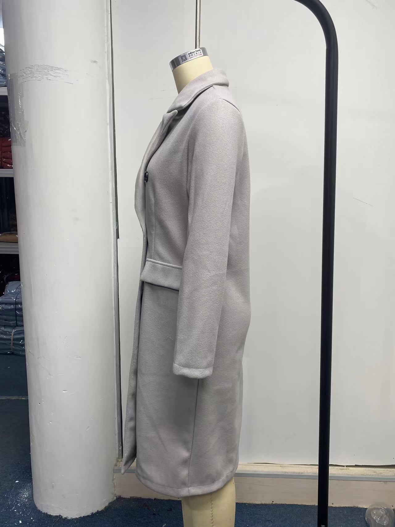 Long Sleeve Lapel Coat Winter Fashion Solid Double Breasted Slim Long Jacket Womens Clothing