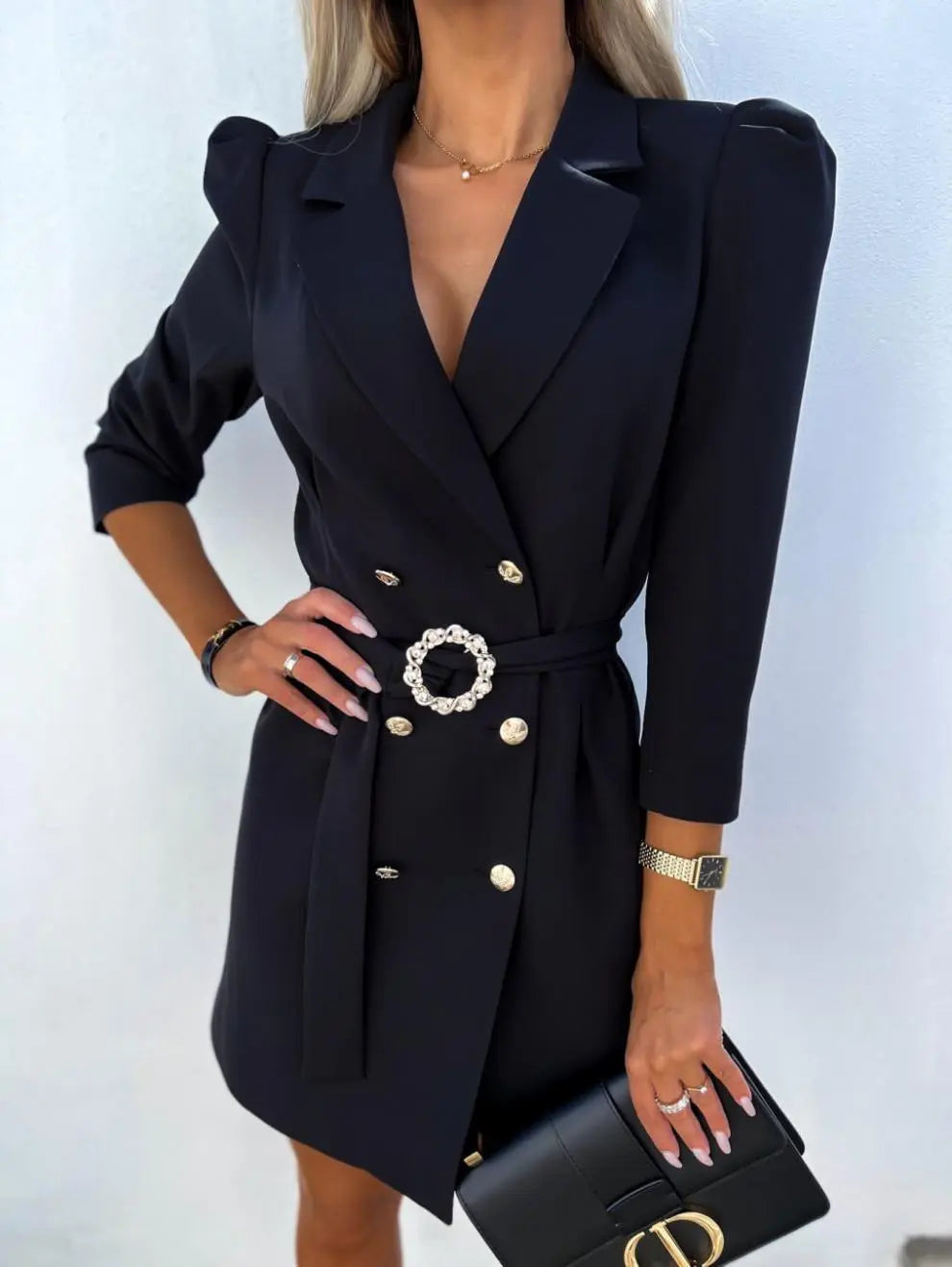 Fashion New Suit Coat Dress With Belt