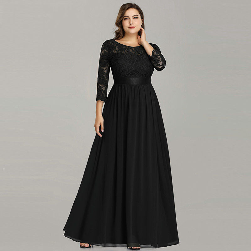 Ever-Pretty Plus Size Floral Lace Bridesmaid Dresses Long Evening Party Gowns