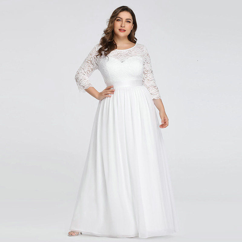 Ever-Pretty Plus Size Floral Lace Bridesmaid Dresses Long Evening Party Gowns