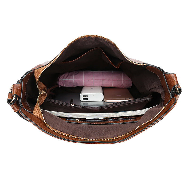 Zipper Bucket Bags With Adjustable Shoulder-strap Handbags