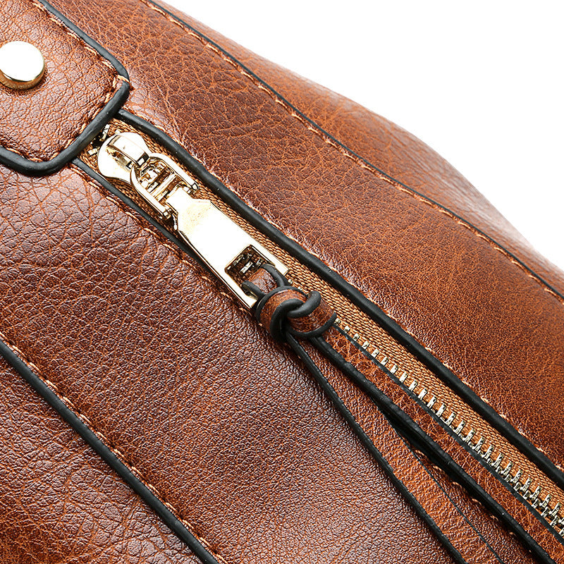 Zipper Bucket Bags With Adjustable Shoulder-strap Handbags