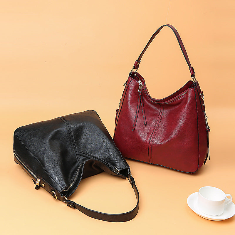 Zipper Bucket Bags With Adjustable Shoulder-strap Handbags