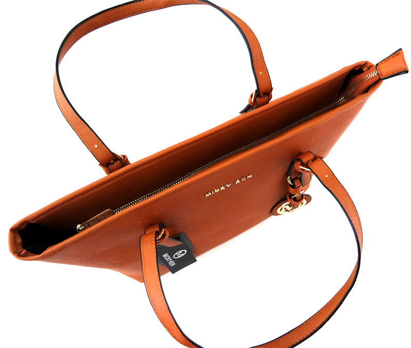Fashion Cross Grain Leather Shoulder Handbag