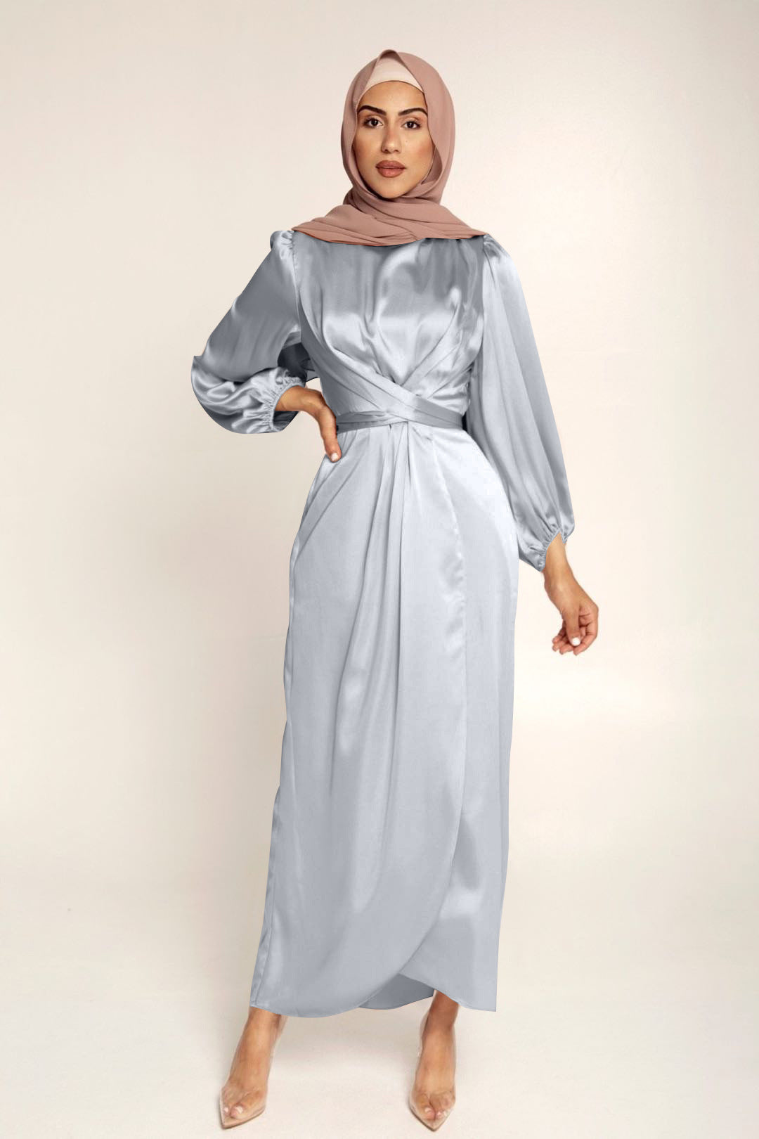 Loriya Feminine Tunic Dress, European And American Dubai Satin Dress