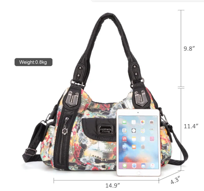 Women's Bags Printing Ladies Handbags Soft Leather Shoulder Messenger Bag
