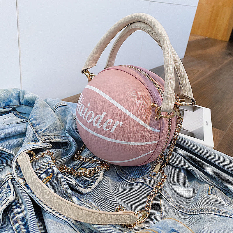 Basketball Shape Chain Shoulder Crossbody Handbags for Women