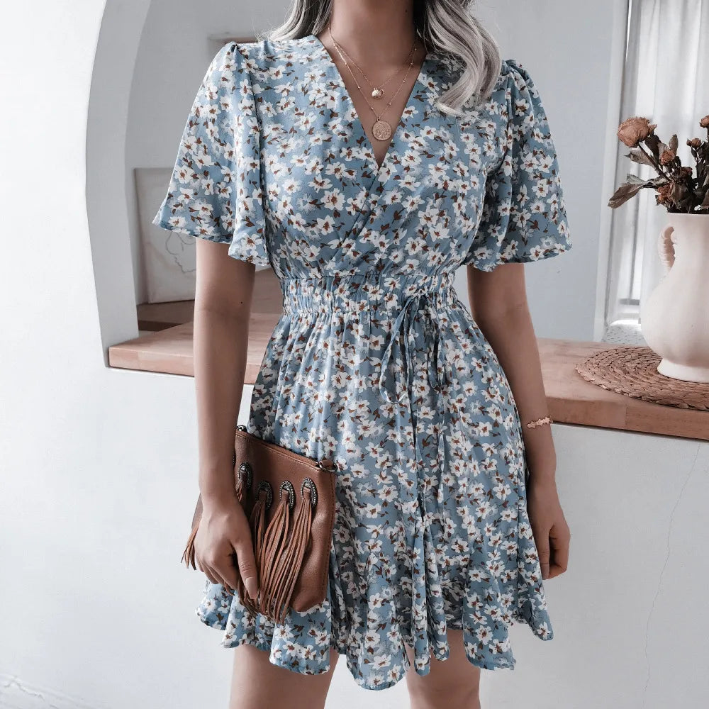Women Fashion Print Chiffon Dress