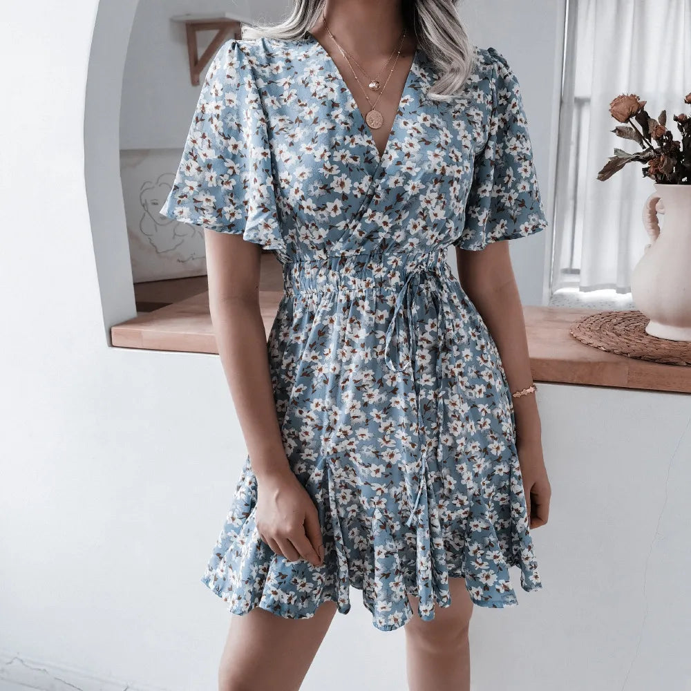 Women Fashion Print Chiffon Dress