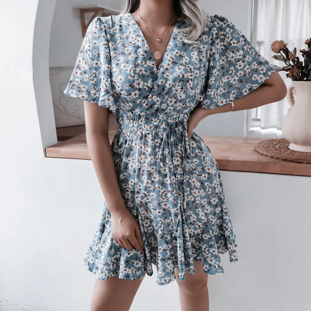Women Fashion Print Chiffon Dress