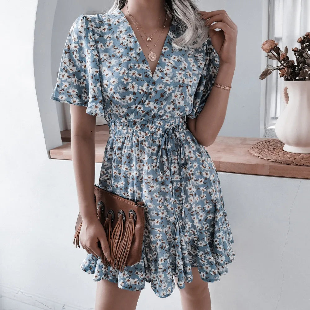Women Fashion Print Chiffon Dress
