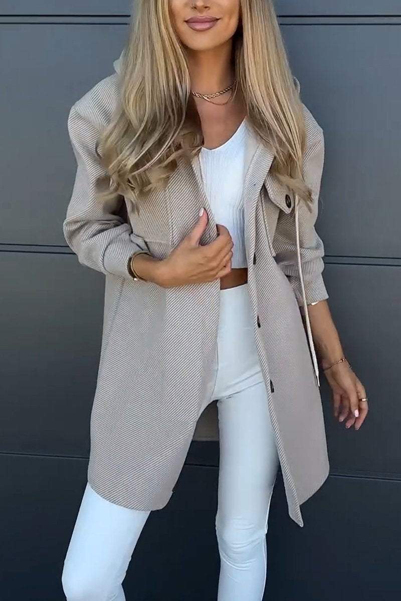 Autumn And Winter Leisure Hooded Pocket Long Sleeve Twill Jacket