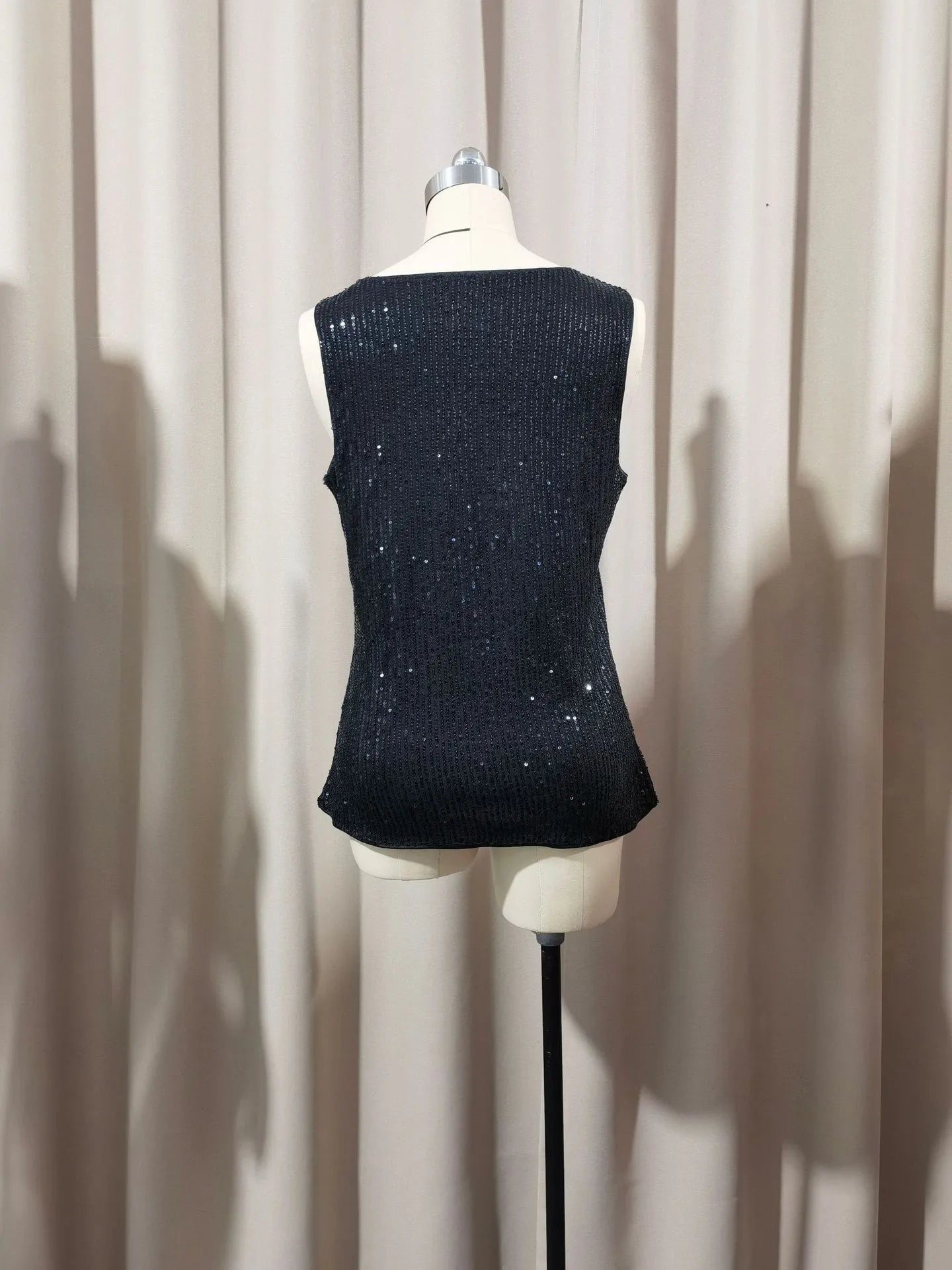 Sexy V-neck Loose Sequined T-shirt Outer Wear Inner Wear Women's Vest