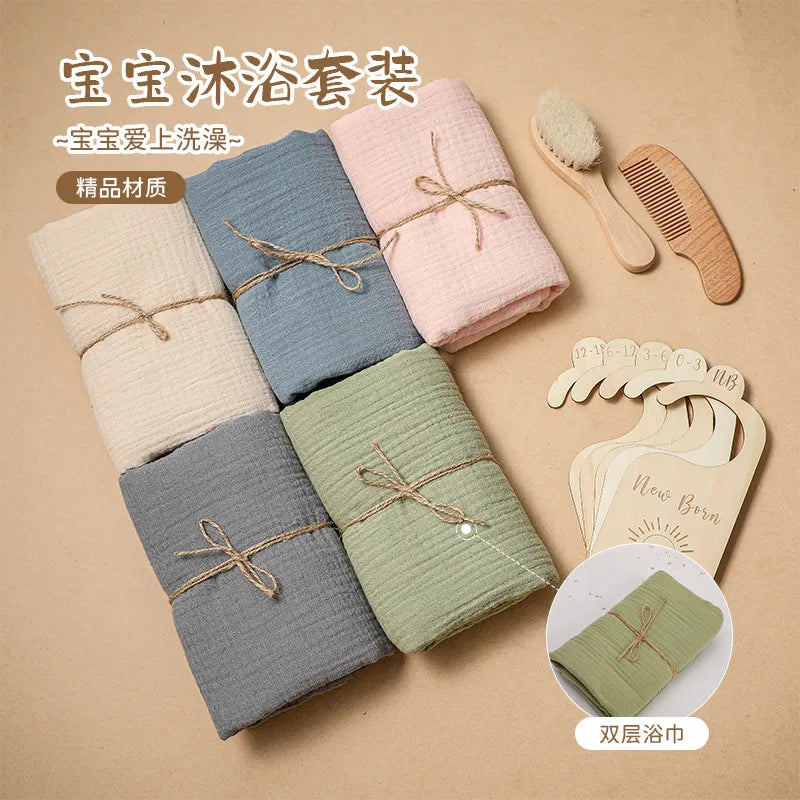Baby Born Gift Set Wool Brush Baby Skin-friendly Bath Towel Baby One Month Old One Hundred Days Gift Box