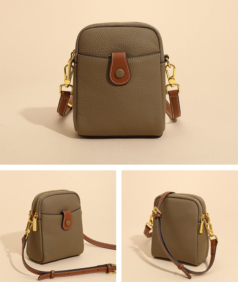 Lychee Pattern Mobile Phone Bag Small High Quality Leather Crossbody Bags For Women Wallet