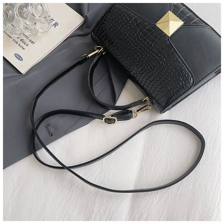 Mining Stone Pattern Stitching Square Pouch Women's Classic All-match Niche Shoulder Bag