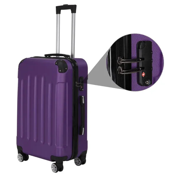 Three In One Handle Universal Wheel With 4 Corner Guards Pull Rod Box, 20in, 24in, 28in ABS Aluminum Alloy Pull Rod, Classic Color Scheme - Dark Purple 3-in-1 ABS Trolley Case 20 Inches-24 Inches-28 Inches Black - FREE USA SHIPPING