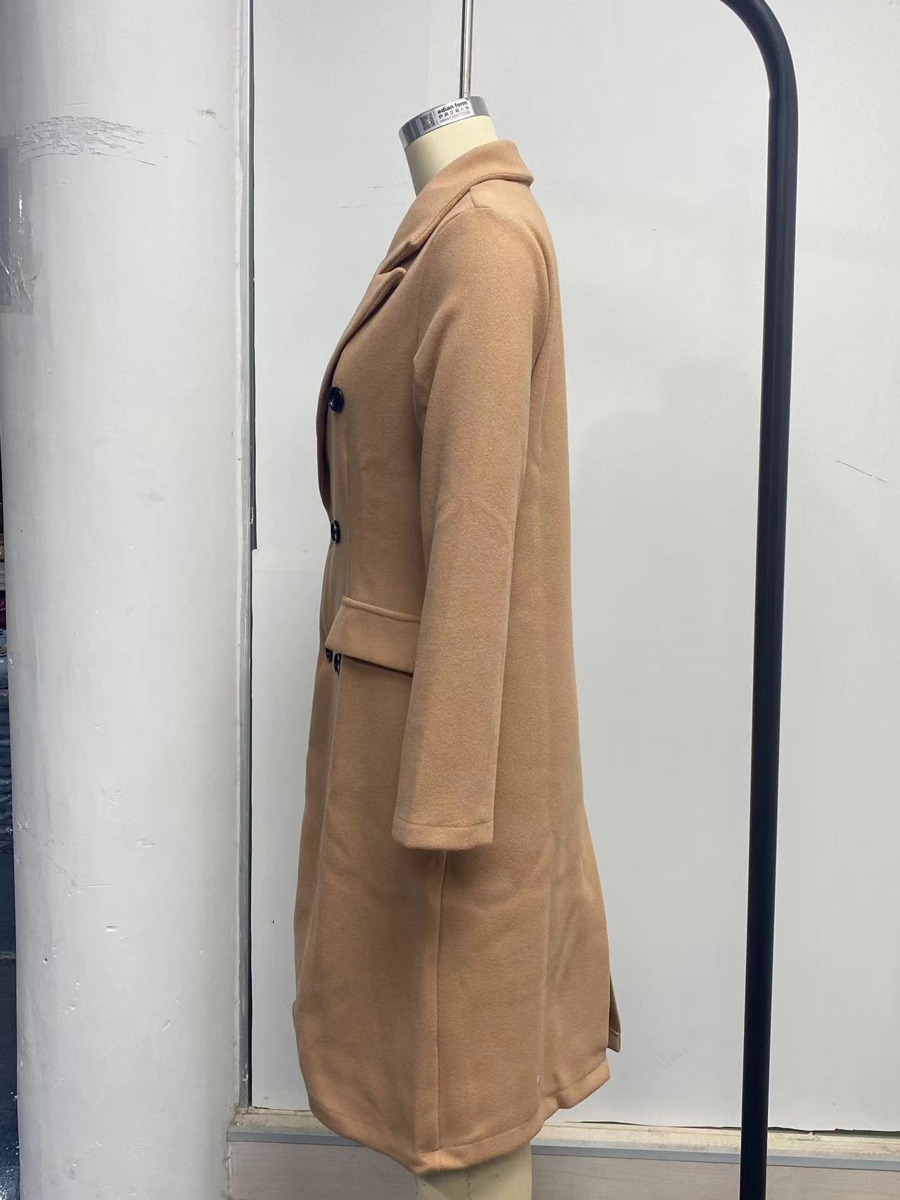 Long Sleeve Lapel Coat Winter Fashion Solid Double Breasted Slim Long Jacket Womens Clothing
