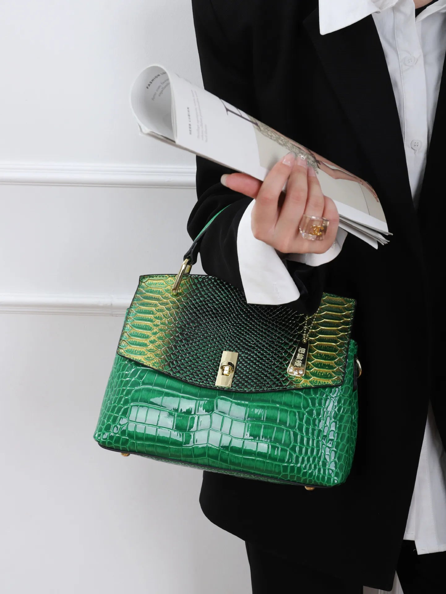 Snake Pattern Women's Bag Handbag Colorful Crocodile Pattern Crossbody Bag