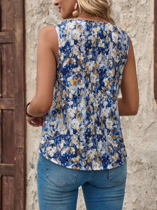 2PCS Women's V-Neck Casual Sleeveless Summer Top Vest Shirt