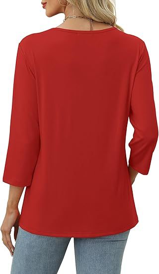 European And American New Autumn Women's Clothing Button V-neck Fashion Casual Sleeve T-shirt