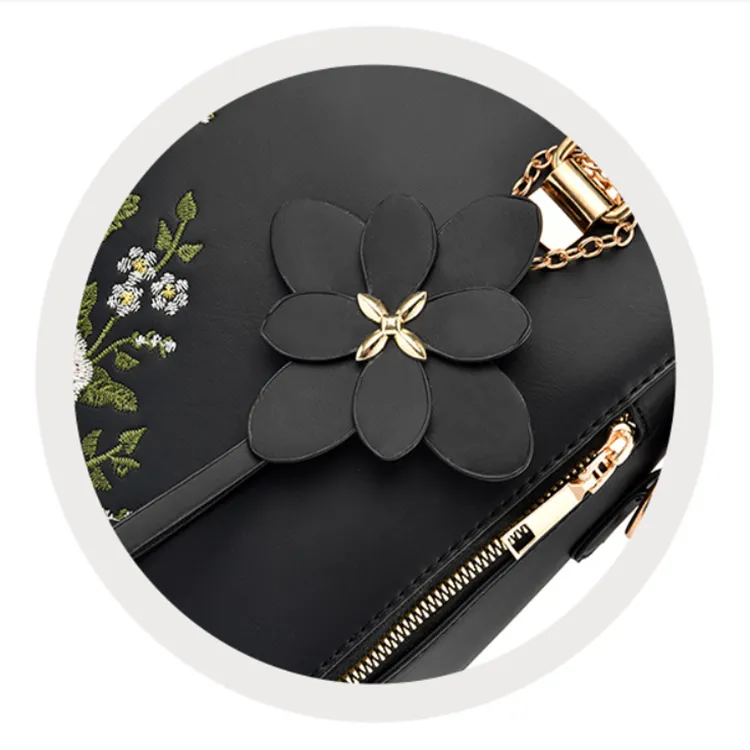 Fashion Flowers Embroidered Handbag Women Shoulder Messenger Bags