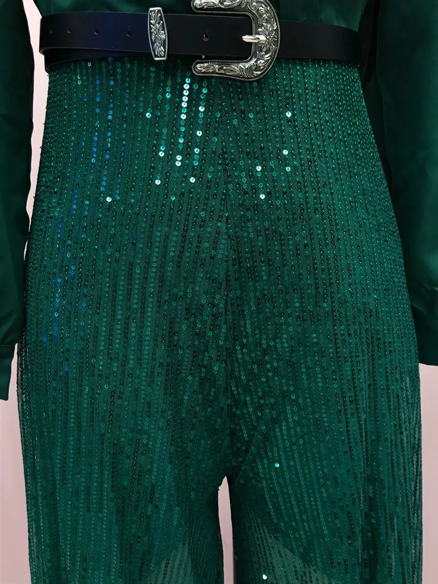 V-neck Elegant Waist Slimming Sequined Ladies