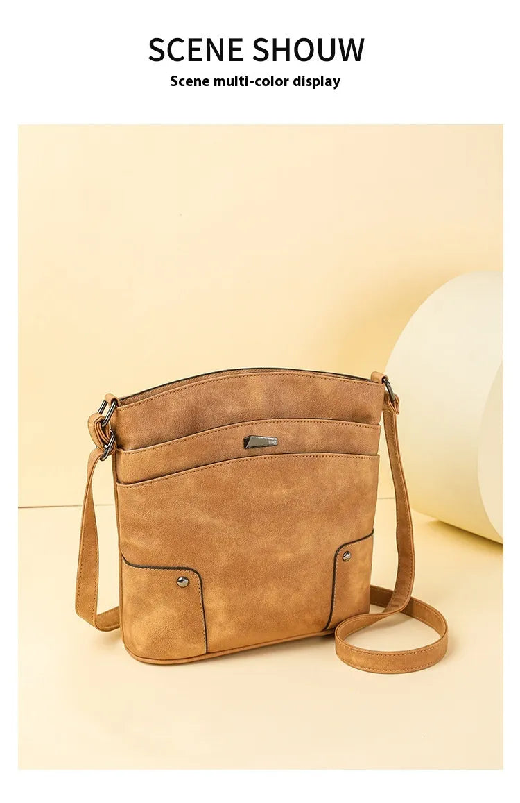 Retro Multi-layer PU Bag Women's Simple High-grade Crossbody