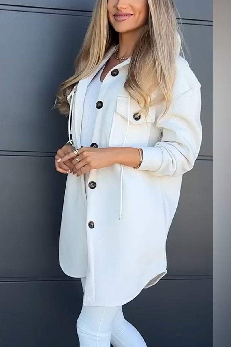 Autumn And Winter Leisure Hooded Pocket Long Sleeve Twill Jacket