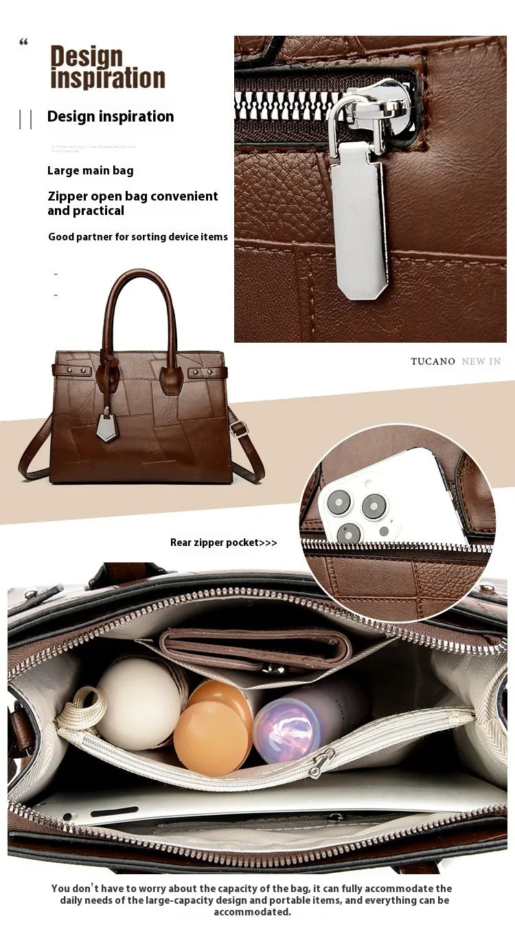 New Solid Color Zip One Shoulder Crossbody Bag