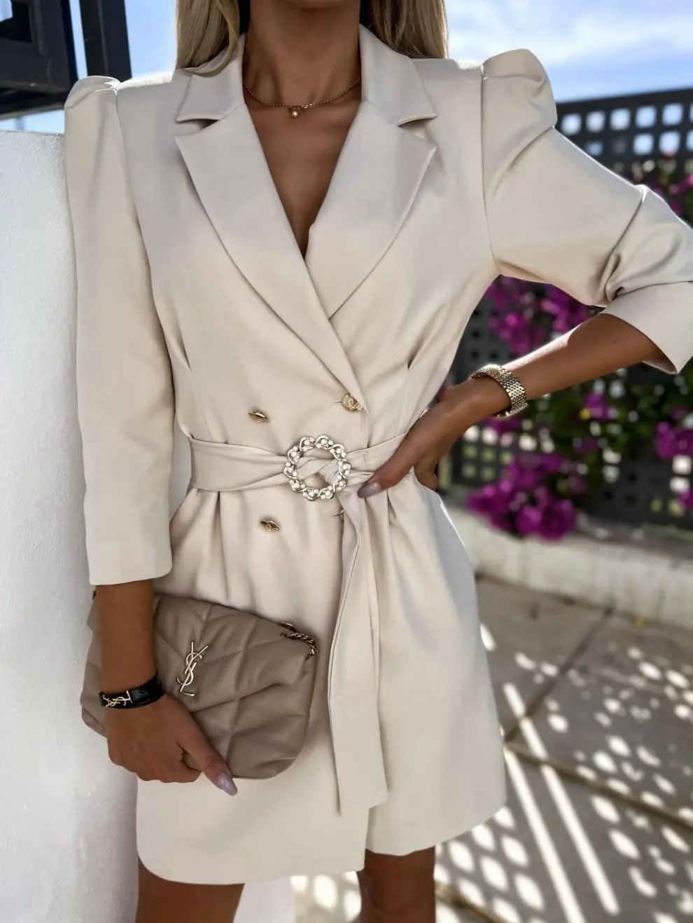 Fashion New Suit Coat Dress With Belt