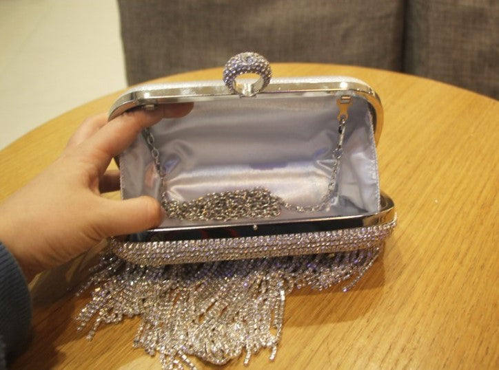 New shiny diamond ladies fringed hand bag night party bag