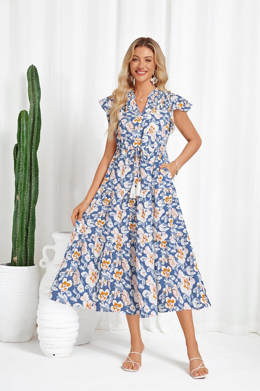 European And American Short Sleeve Tassel Bohemian Vacation Beach Dress
