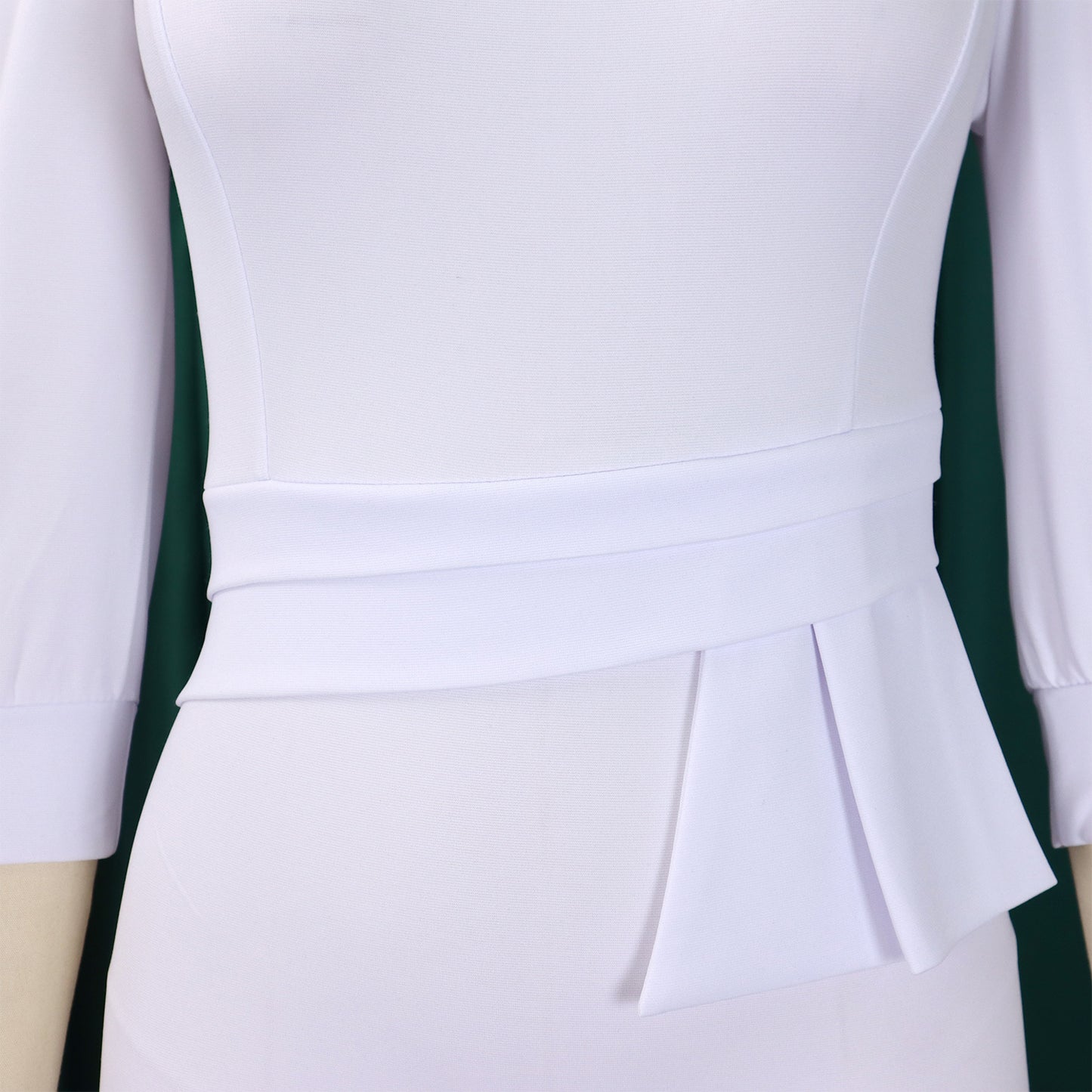 Women's Bodycon Pencil Dress Round Neck 3 /4 th Sleeve Peplum Office Dress - Free USA Shipping