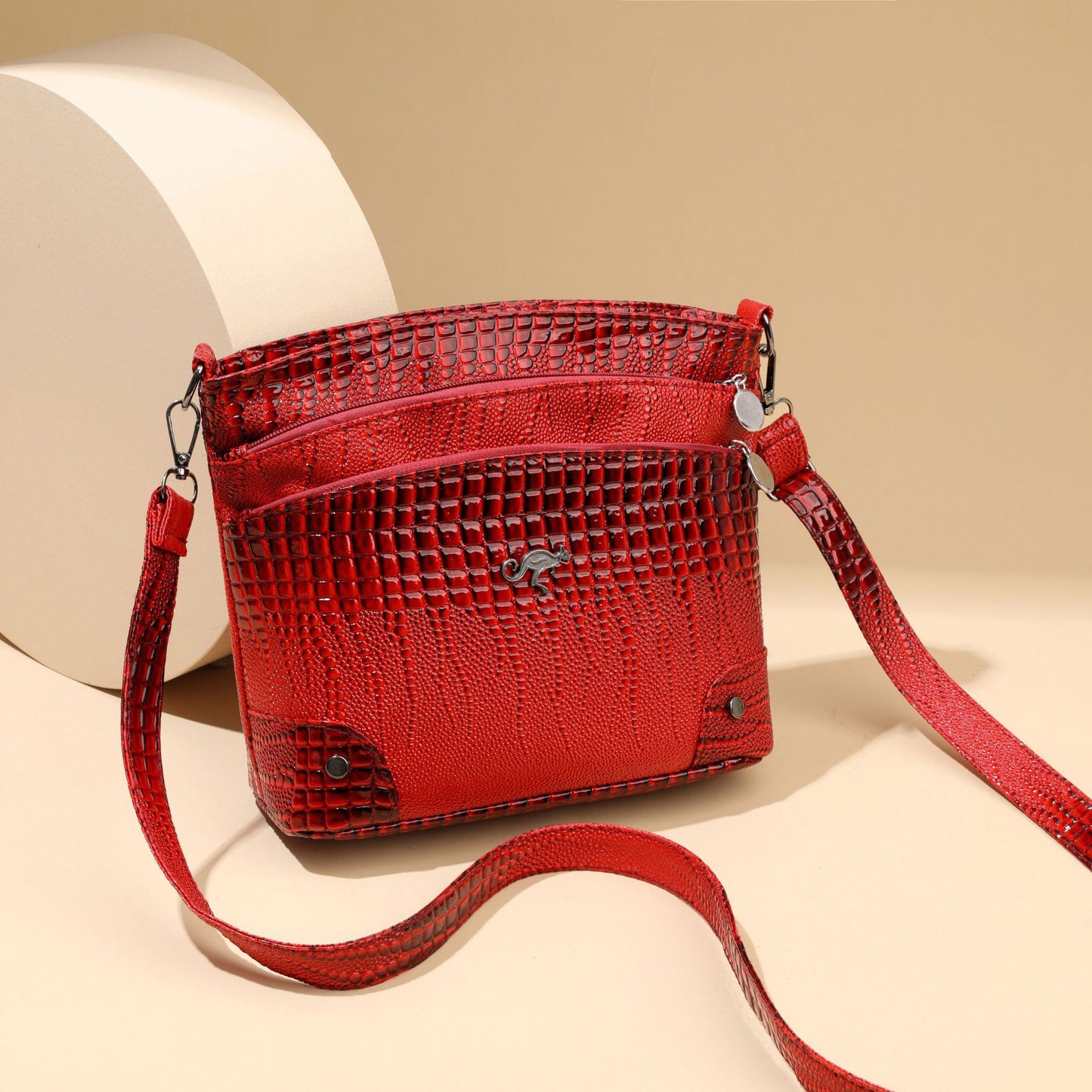 Crocodile Pattern Shoulder Bag Casual Multi-layer Vintage Crossbody Women's Bag